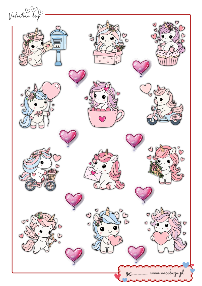 naklejki walentynkowe do druku