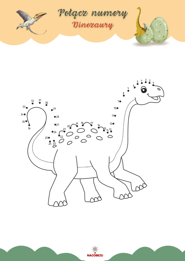 Połącz numery dinozaury