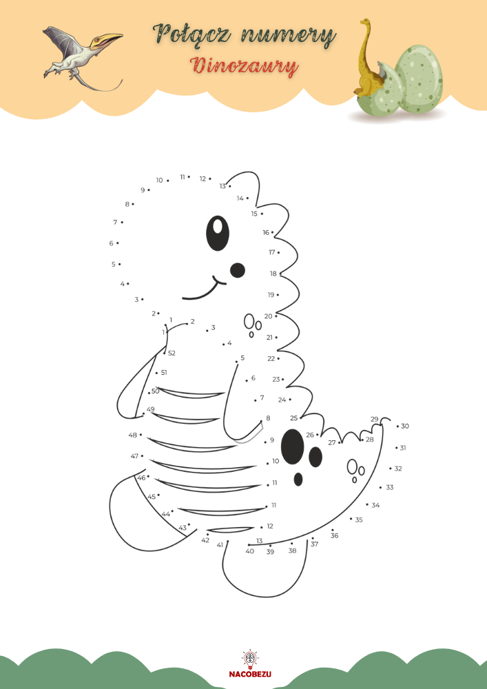 Połącz numery dinozaury