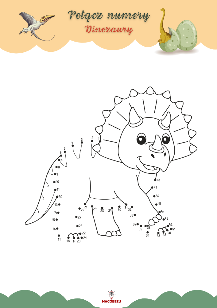 Połącz numery dinozaury