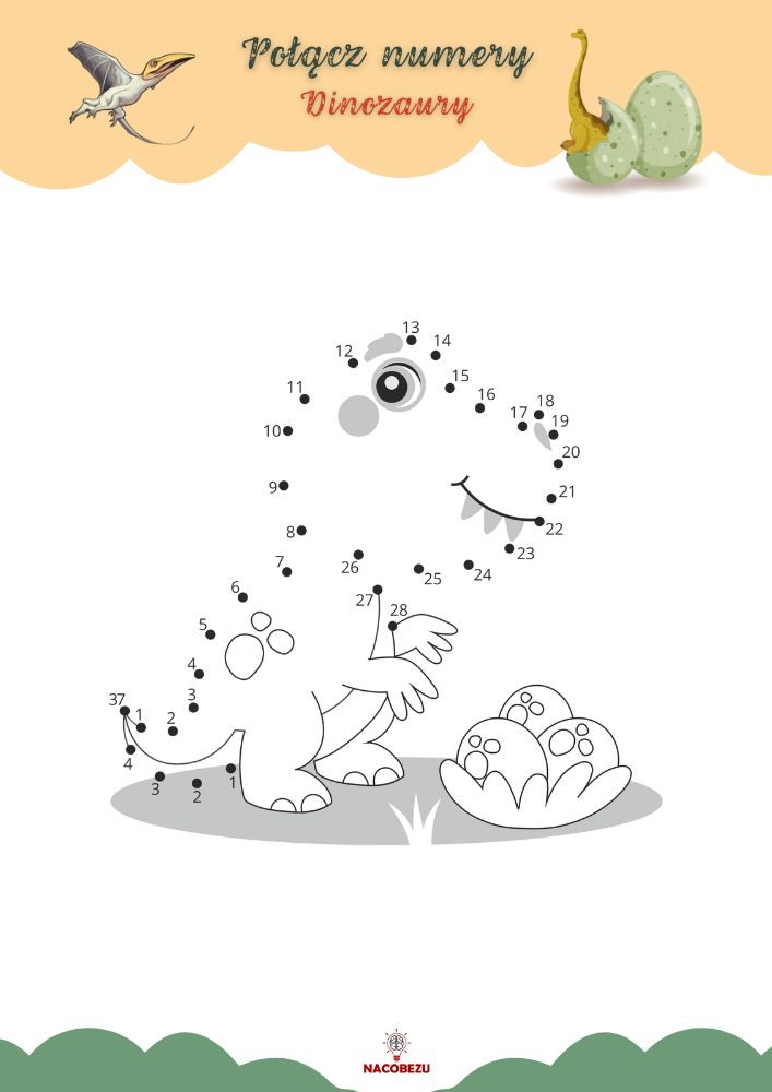 Połącz numery dinozaury