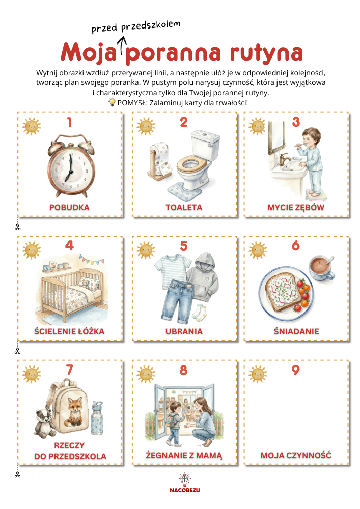 Karty rutyny dnia dla dzieci