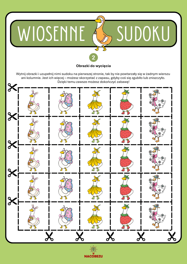 wiosenne sudoku dla dzieci