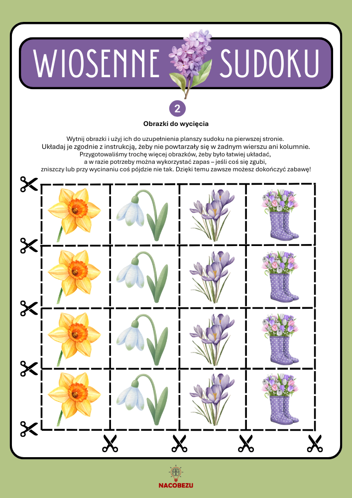 wiosenne sudoku dla dzieci