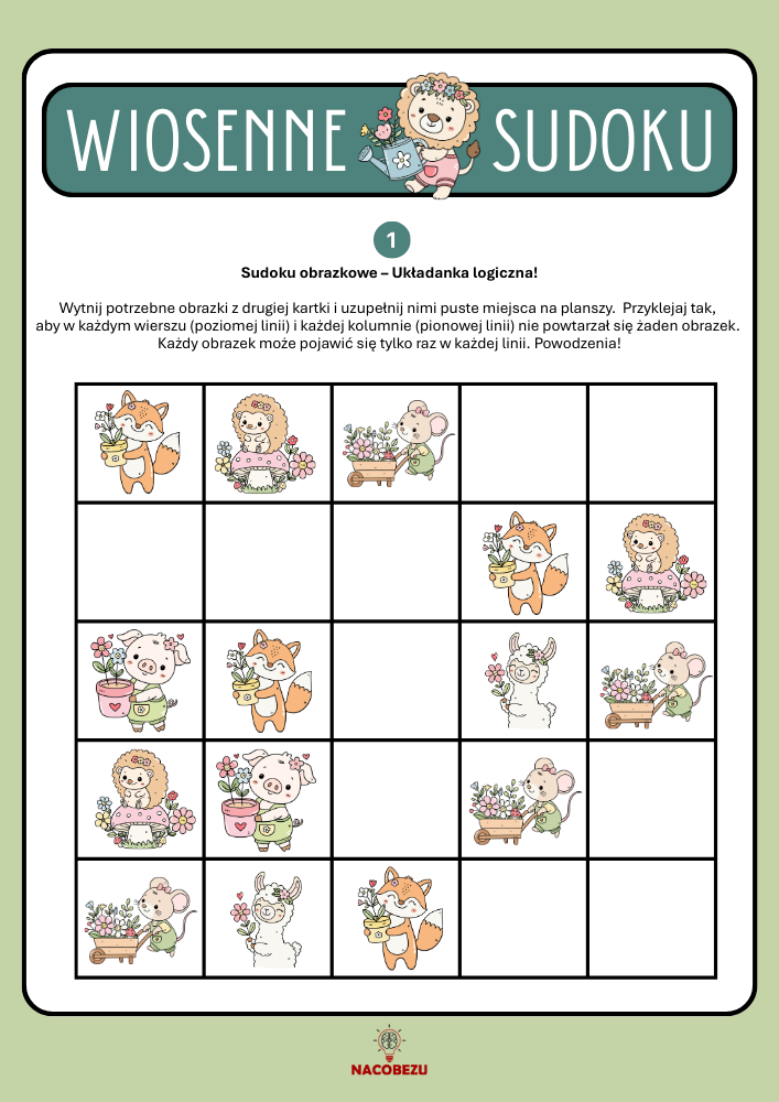 wiosenne sudoku dla dzieci