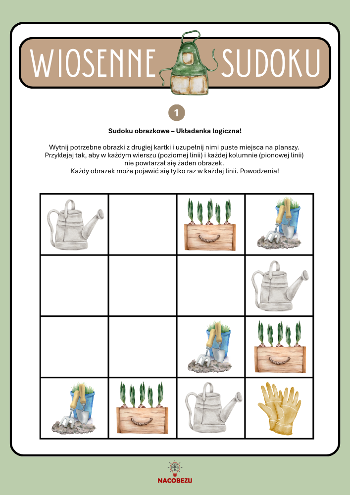 wiosenne sudoku dla dzieci
