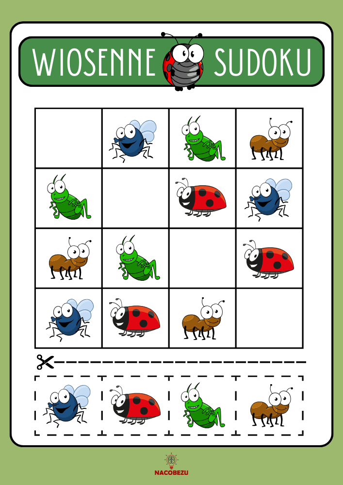 wiosenne sudoku dla dzieci