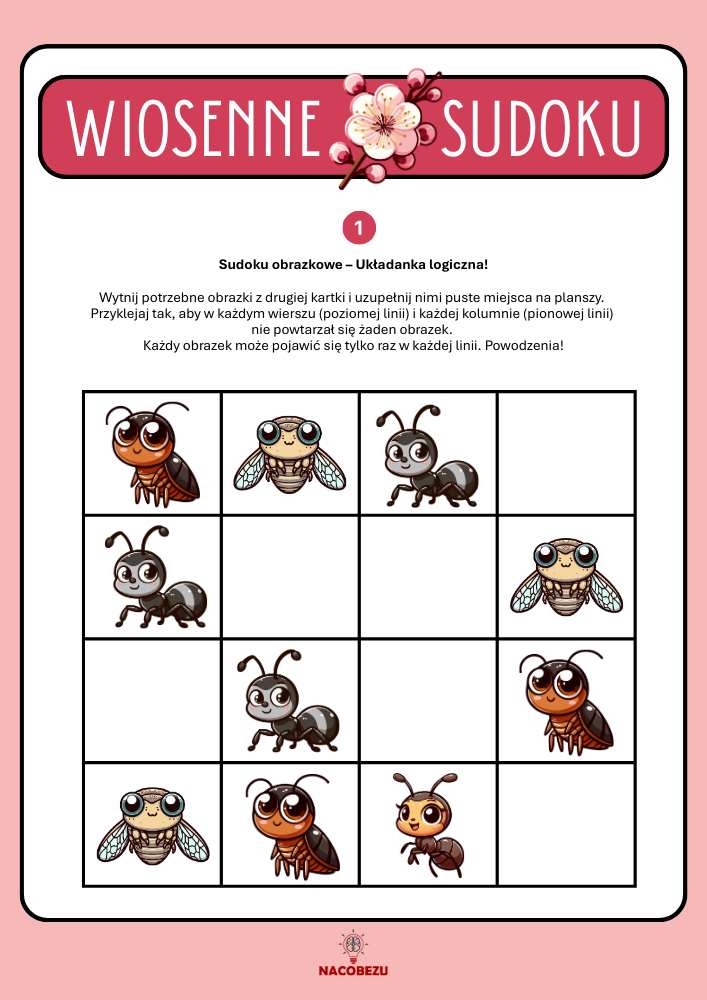 wiosenne sudoku dla dzieci