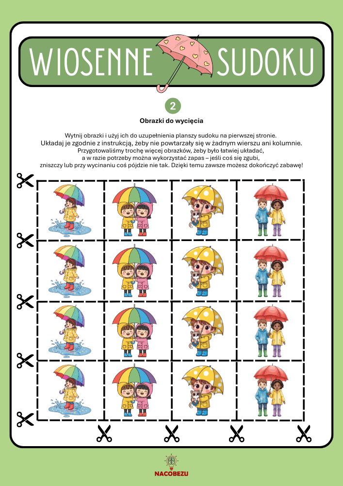 wiosenne sudoku dla dzieci