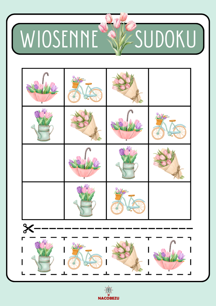 wiosenne sudoku dla dzieci