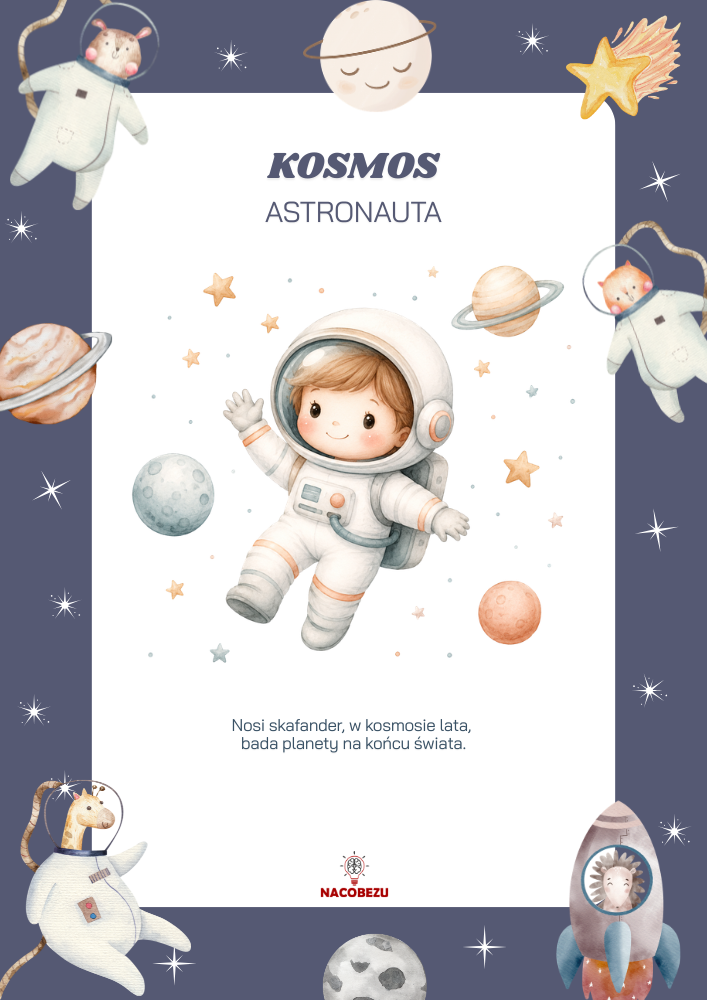 materiały o kosmosie do druku dla dzieci