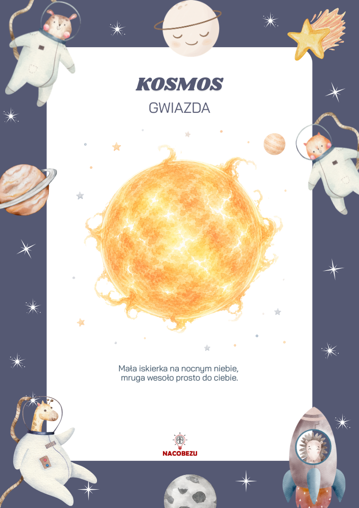 materiały o kosmosie do druku dla dzieci