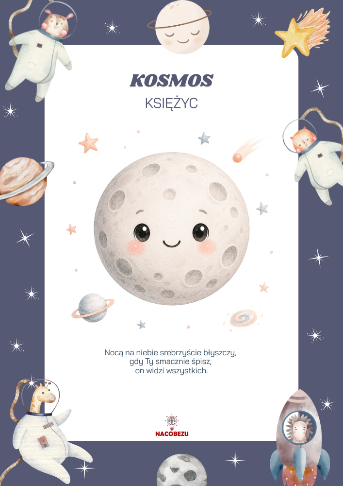 materiały o kosmosie do druku dla dzieci