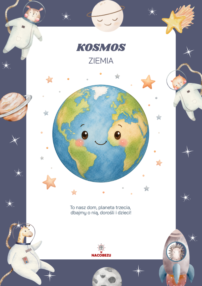 materiały o kosmosie do druku dla dzieci