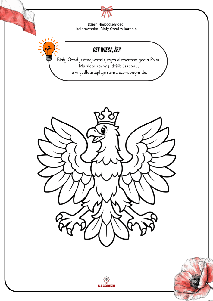Kolorowanki symbole narodowe Polski