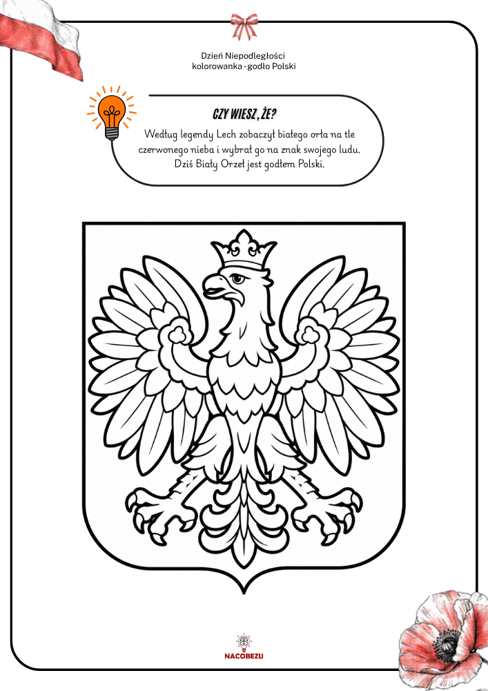 Kolorowanki symbole narodowe Polski