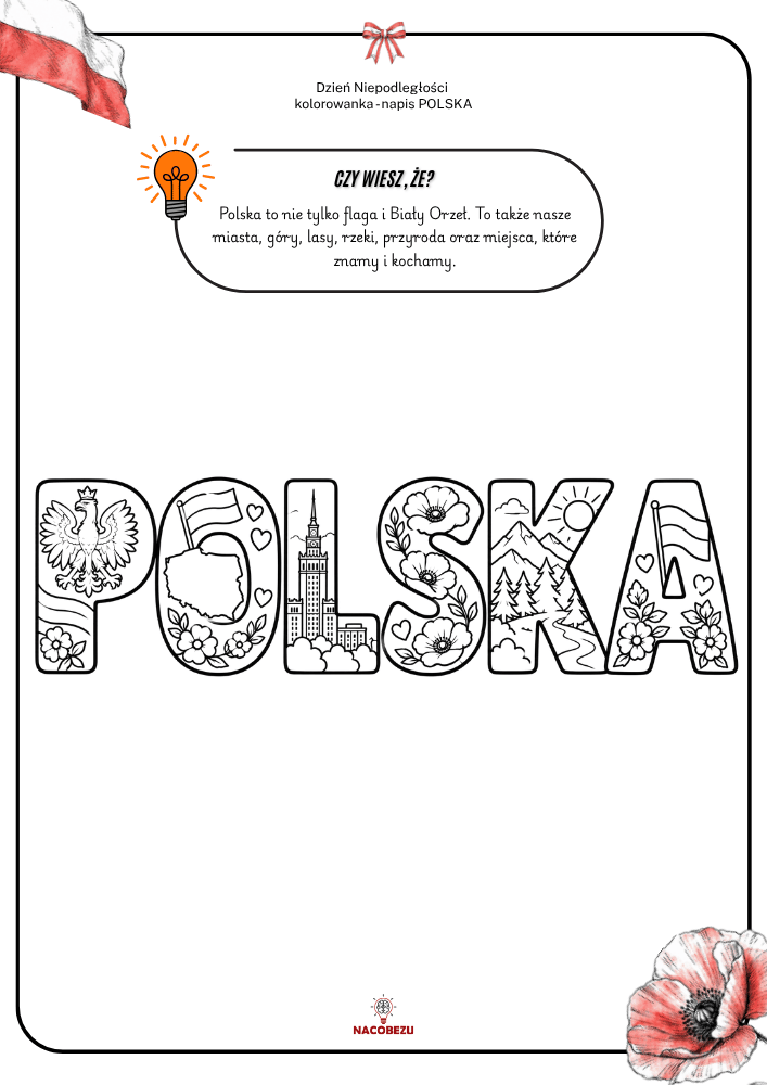 Kolorowanki symbole narodowe Polski