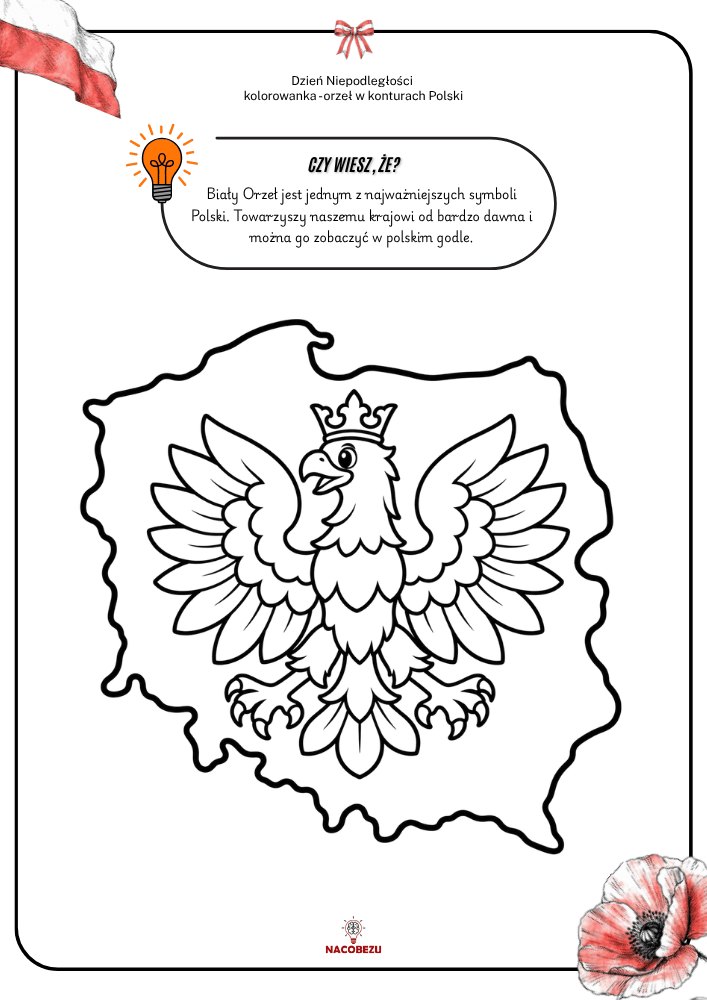 Kolorowanki symbole narodowe Polski